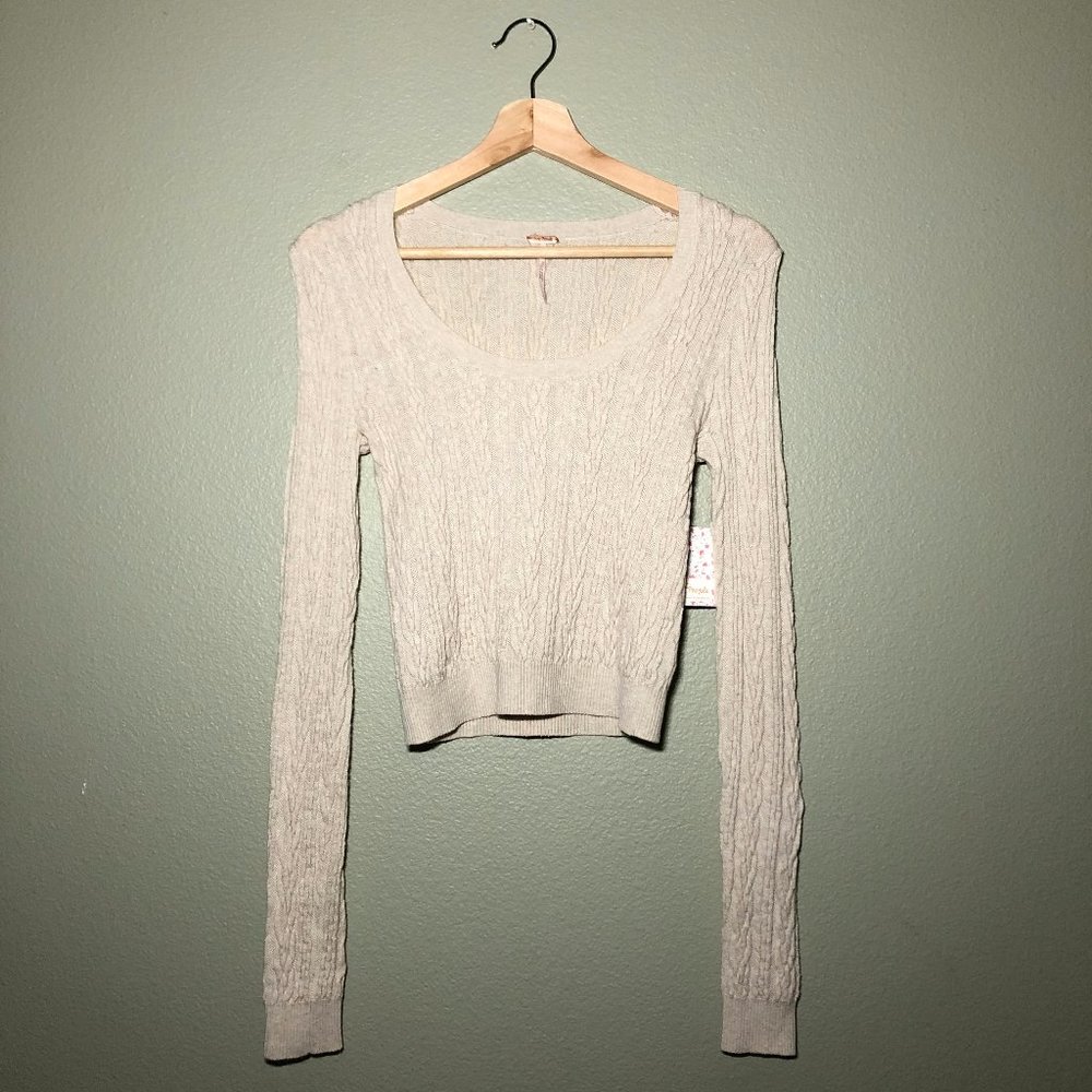 Free People Cable Knit Sweater Crop Top